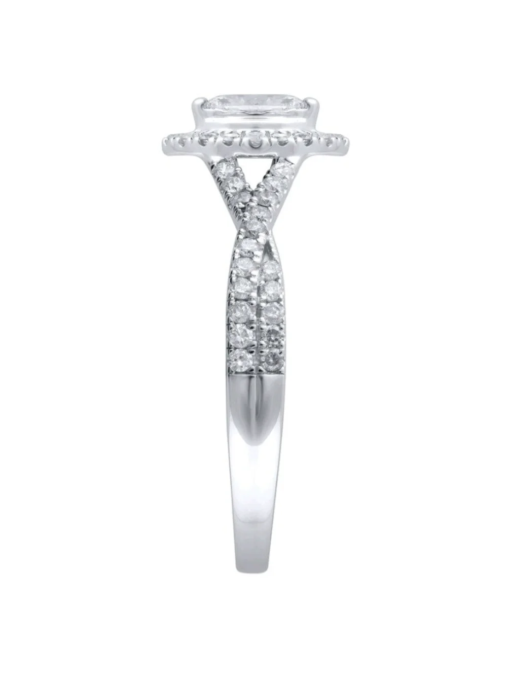 Marquise Halo 1/2 Ctw Diamond Engagement Ring in 10k White Gold Setting Nwot